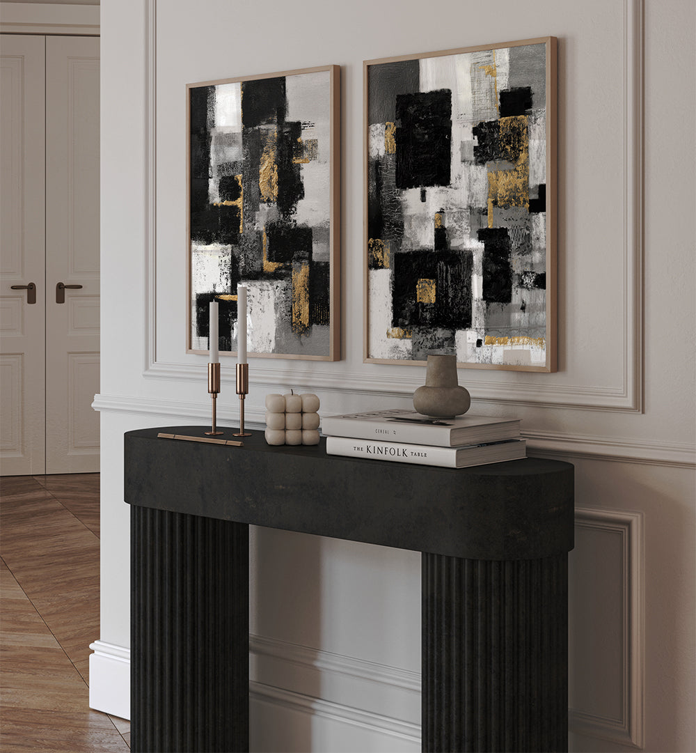 MONOCHROME LUXE , SET OF 2 PAINTINGS