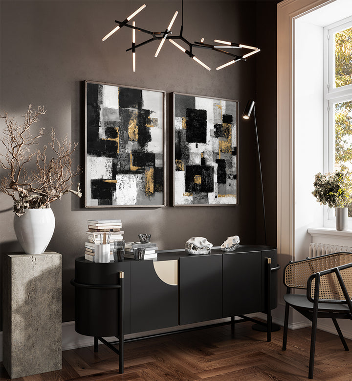 MONOCHROME LUXE , SET OF 2 PAINTINGS