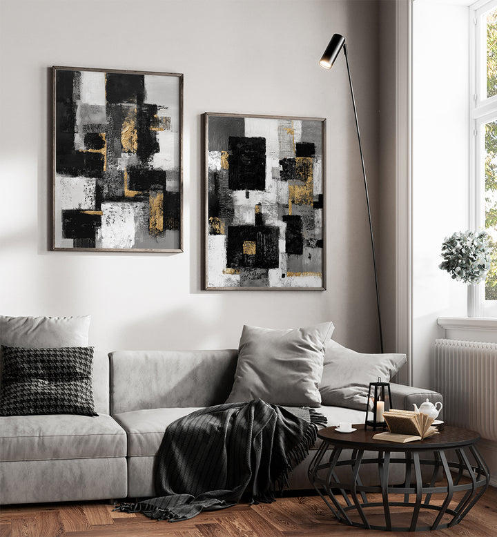 MONOCHROME LUXE , SET OF 2 PAINTINGS