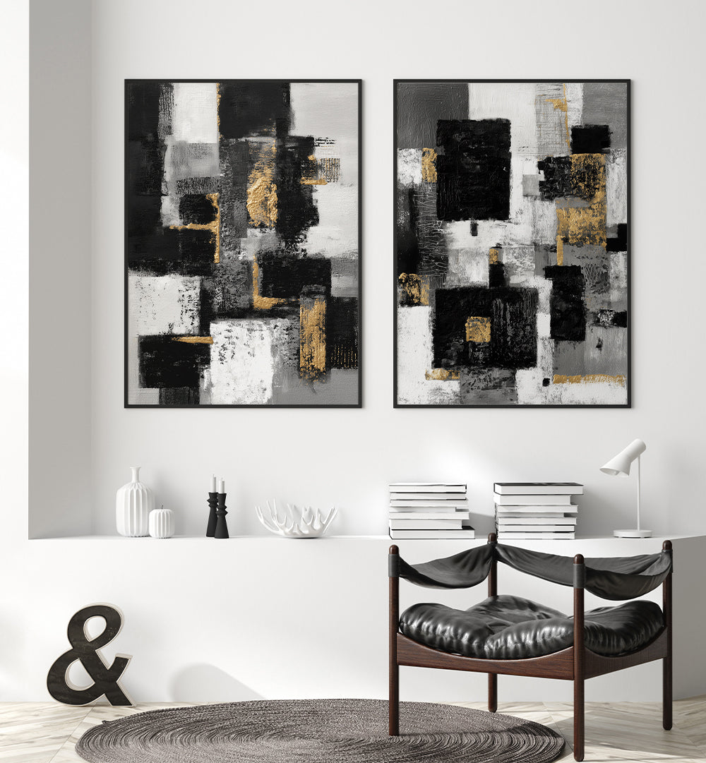 MONOCHROME LUXE , SET OF 2 PAINTINGS