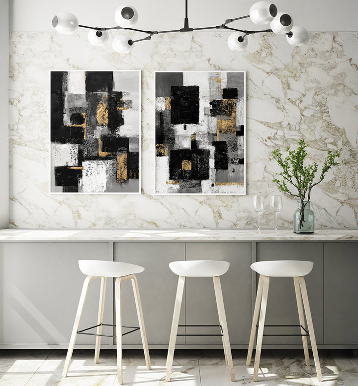MONOCHROME LUXE , SET OF 2 PAINTINGS