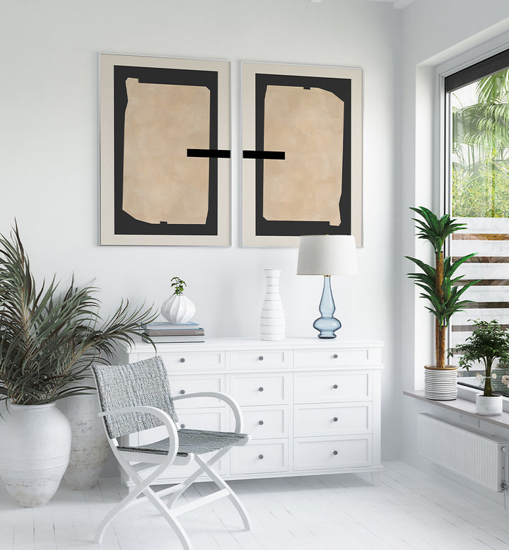 MONOLITH GEOMETRY , SET OF 2 PAINTINGS