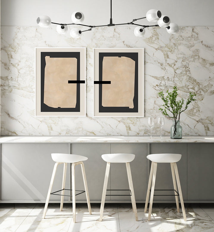 MONOLITH GEOMETRY , SET OF 2 PAINTINGS