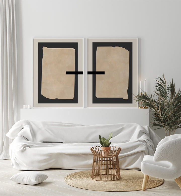 MONOLITH GEOMETRY , SET OF 2 PAINTINGS