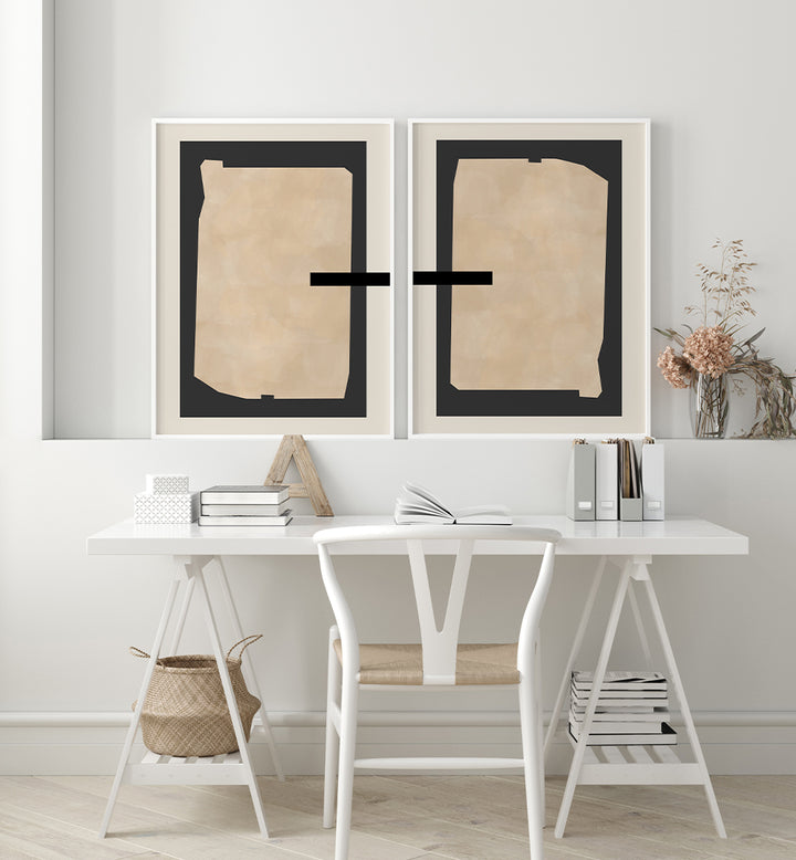 MONOLITH GEOMETRY , SET OF 2 PAINTINGS