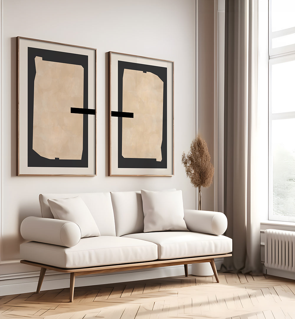 MONOLITH GEOMETRY , SET OF 2 PAINTINGS