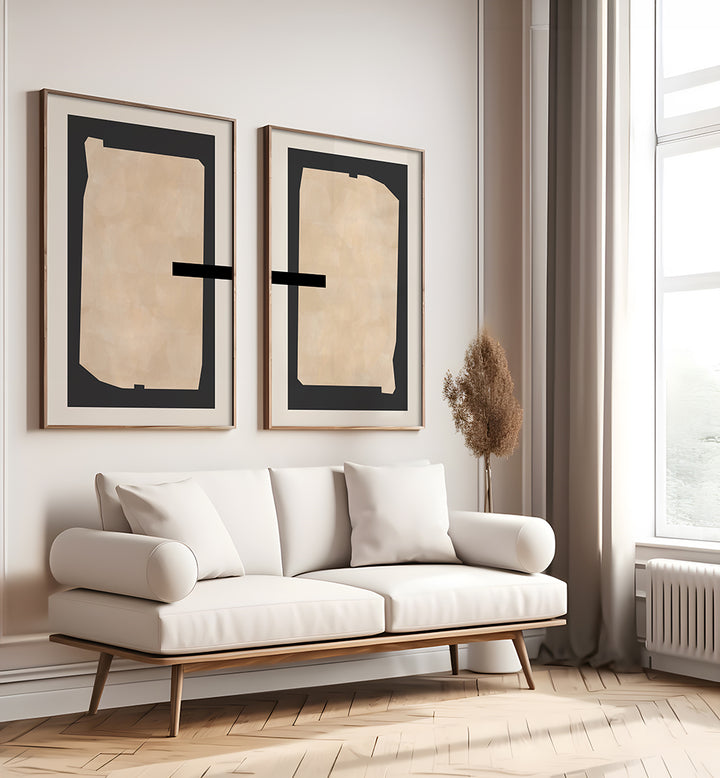 MONOLITH GEOMETRY , SET OF 2 PAINTINGS