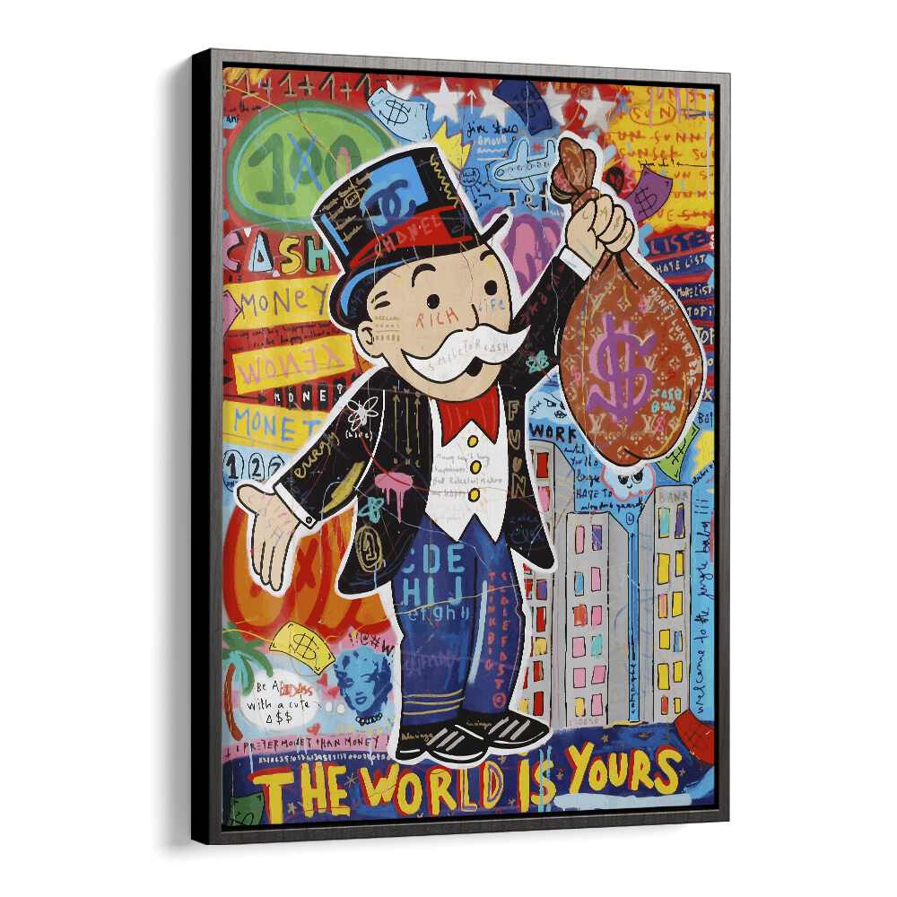 Monopoly Grandpa Pop Art Artwork in Black Floater Frame