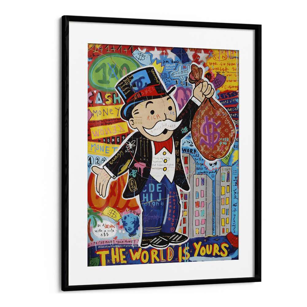 Monopoly Grandpa Pop Art Artwork in Black Frame With Mount