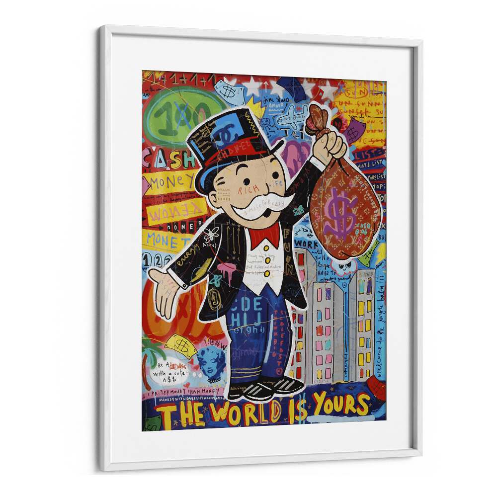 Monopoly Grandpa Pop Art Artwork in White Frame With Mount