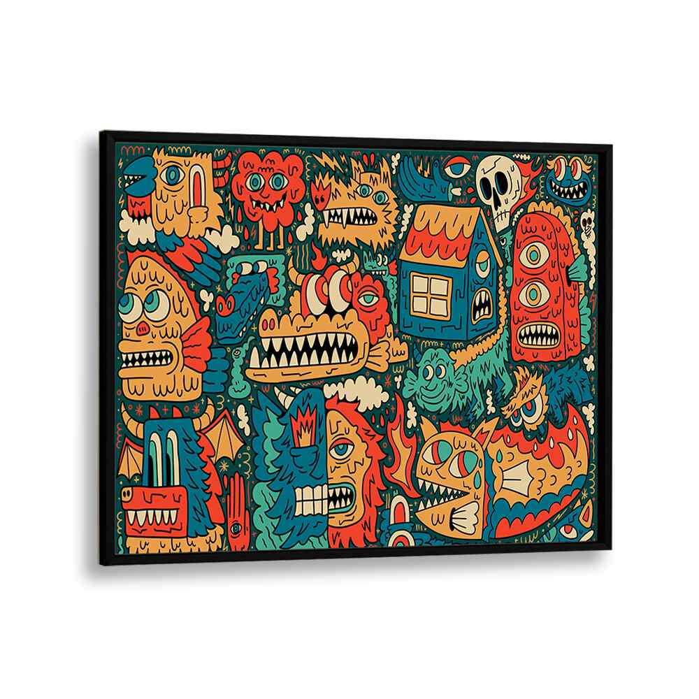 Monster Festival Comic Art Artwork in Black Plain Frame