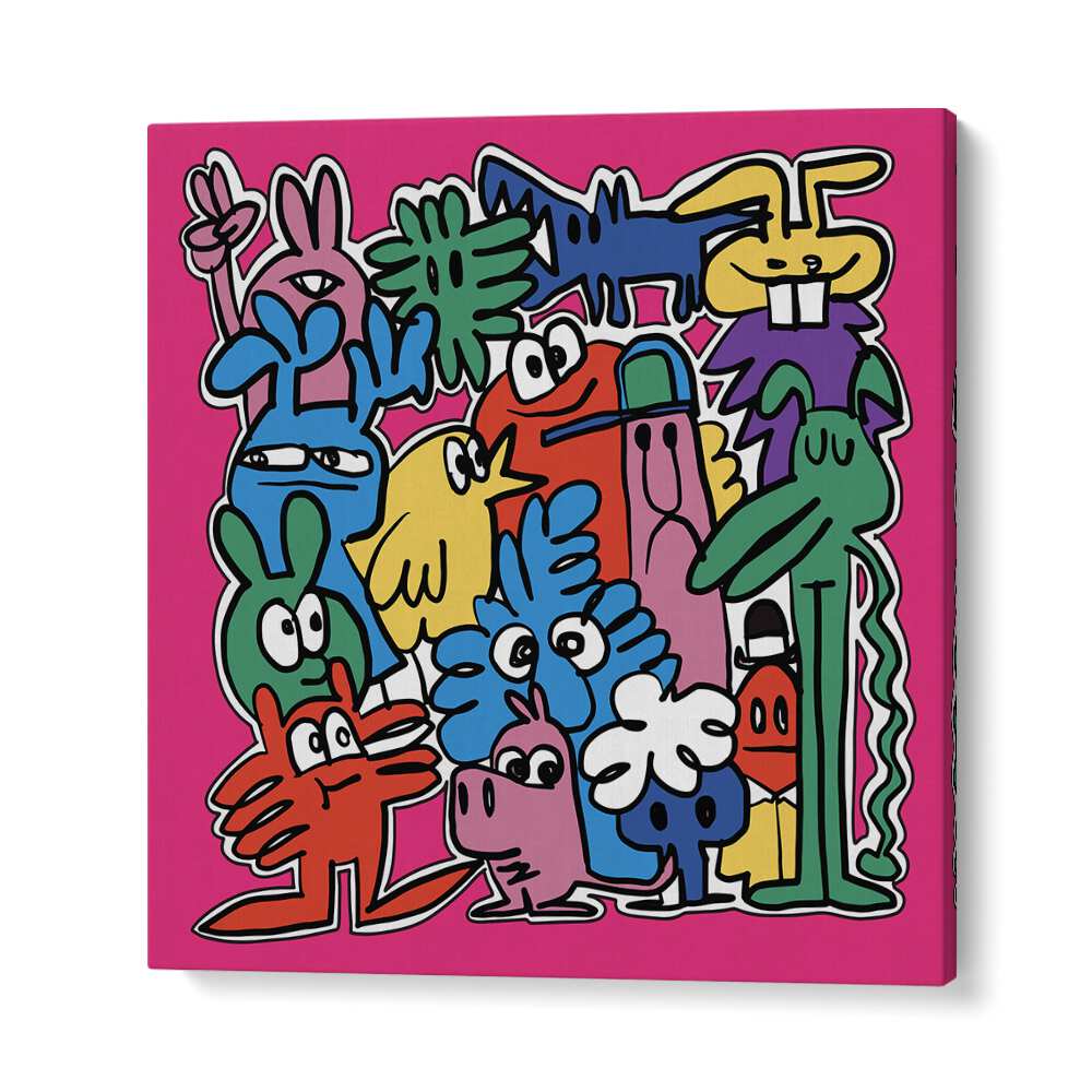 Monster Group Doodle Comic Art Artwork in Gallery Wrap