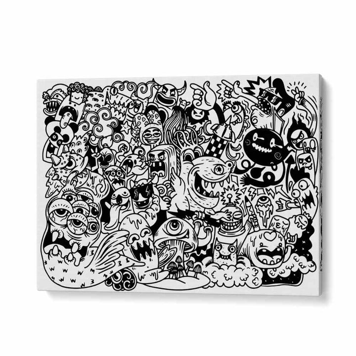 Monster Mayhem Doodle Art Artwork in Gallery Wrap