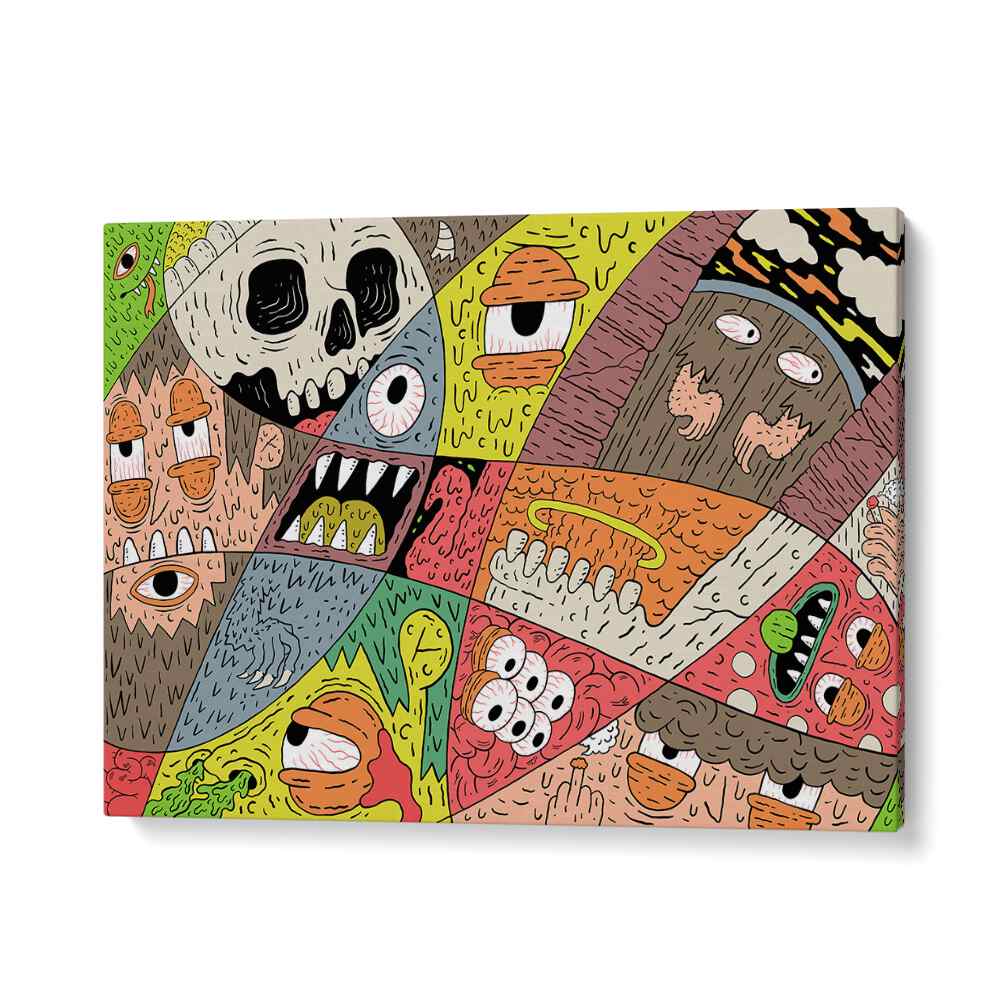 Monstorous Pattern Comic Art Artwork in Gallery Wrap