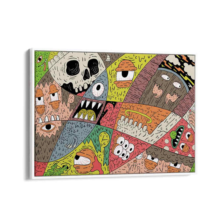 Monstorous Pattern Comic Art Artwork in White Floater Frame