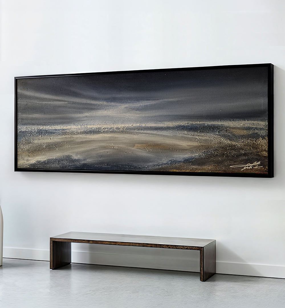 MOODY ABSTRACT SEASCAPE , PANORAMIC ART