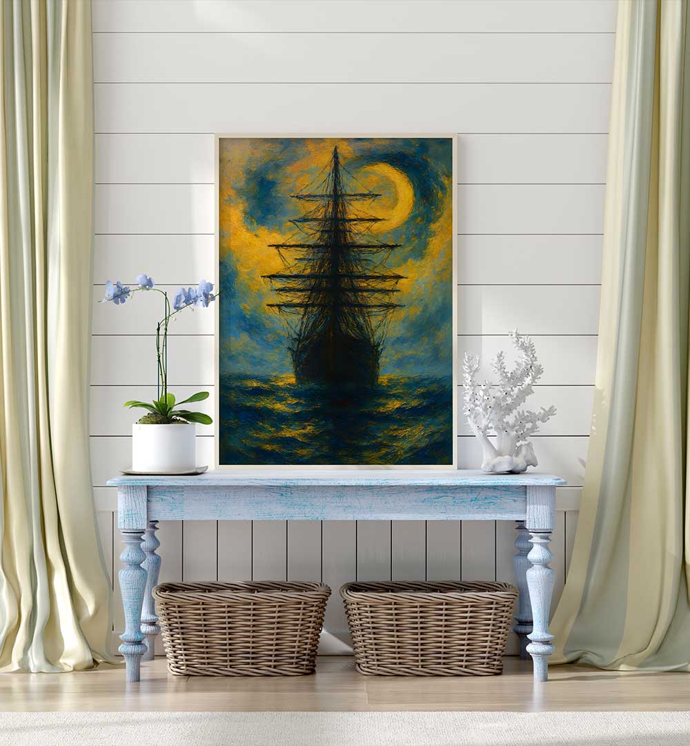 MOONLIT MAST , EXPRESSIONISM PAINTINGS