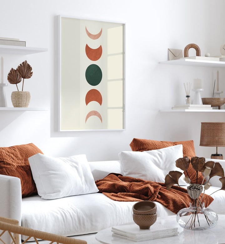 Stunning MOON PHASES III, BOHO ART PAINTINGS enhance your space with unique lunar beauty and vibrant design.