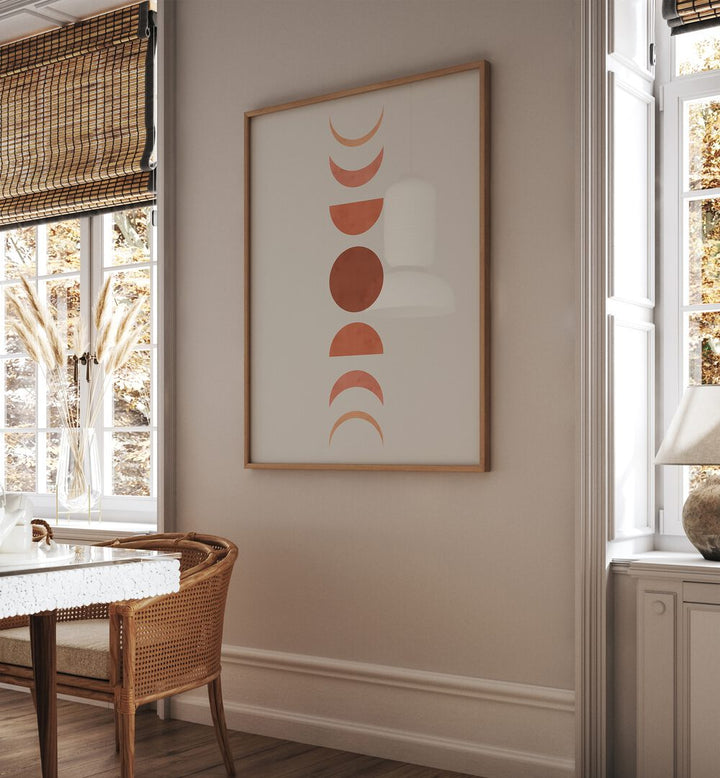 Elegant MOON PHASES, BOHO ART PAINTINGS on wall, perfect for adding lunar charm to any bohemian space.