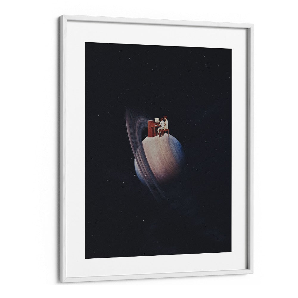 Moonshine Surreal Painting Artwork  in White frame With Mount