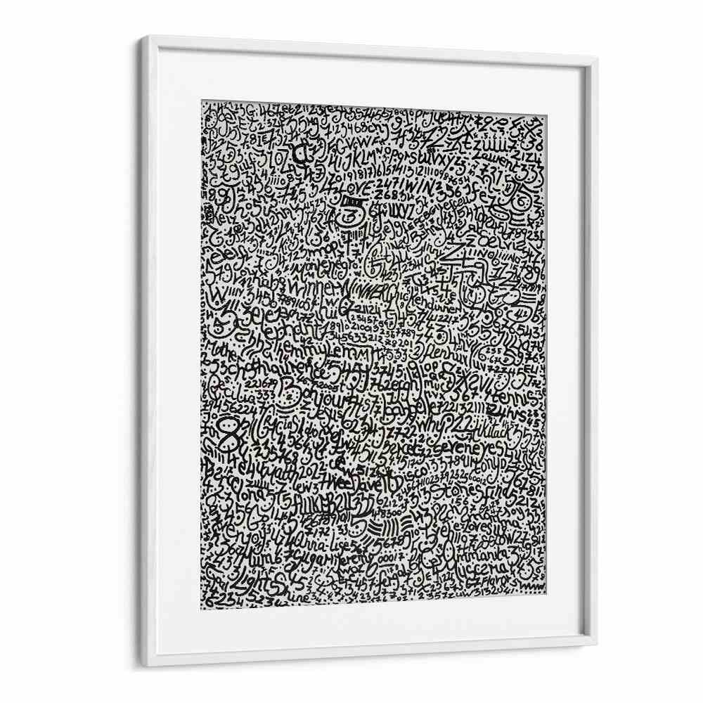 Mopi Doodle Art Artwork in White Frame With Mount