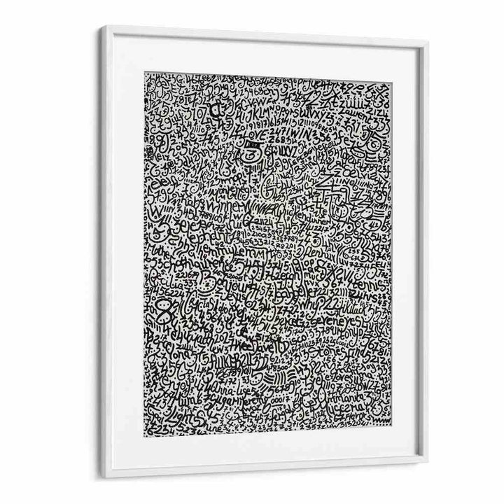 Mopi Doodle Art Artwork in White Frame With Mount