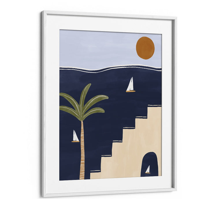 Moracan Boho Art  Artwork in White Frame With Mount