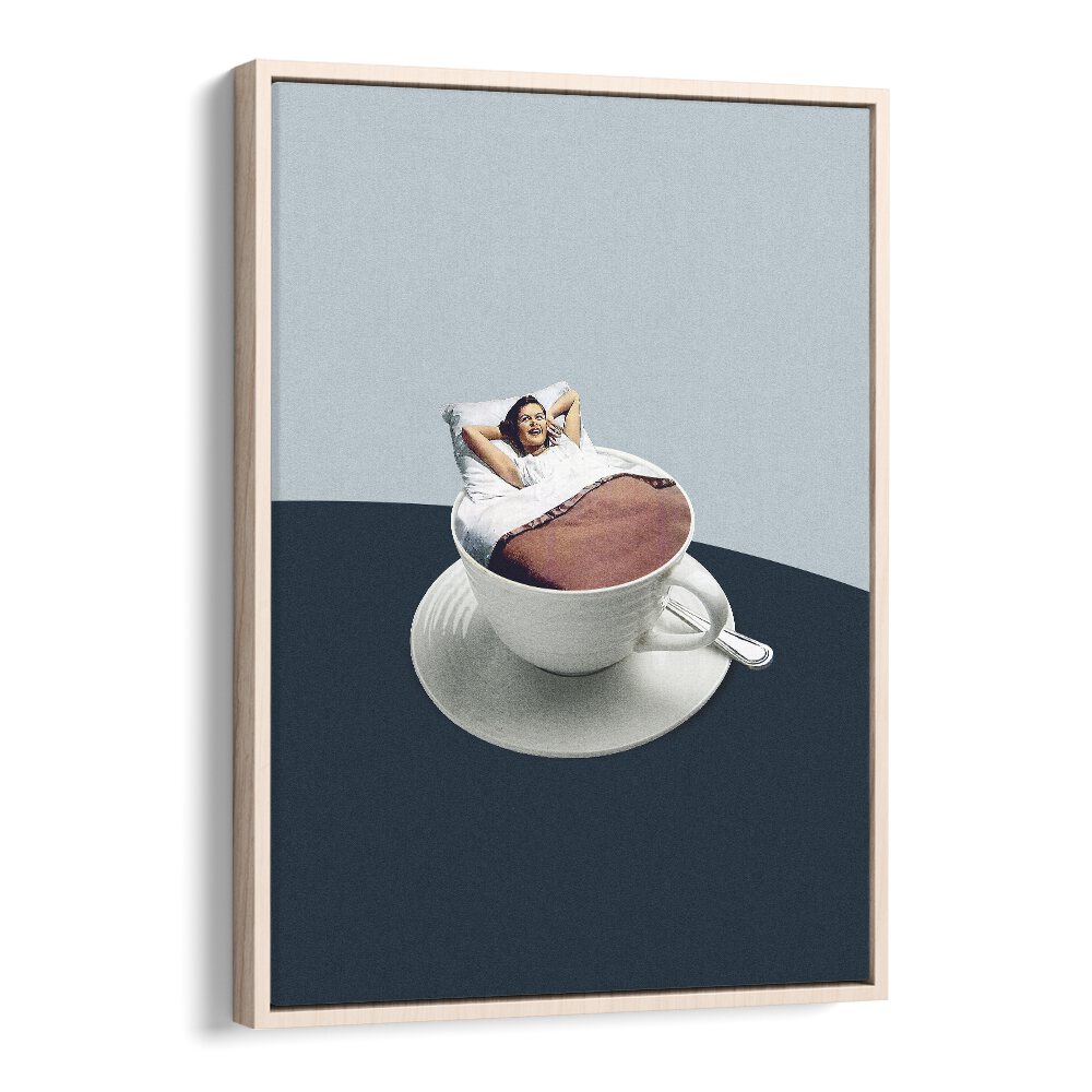 Morning Rituals Bar & Cafe Artwork in Oak Wood Floater Frame