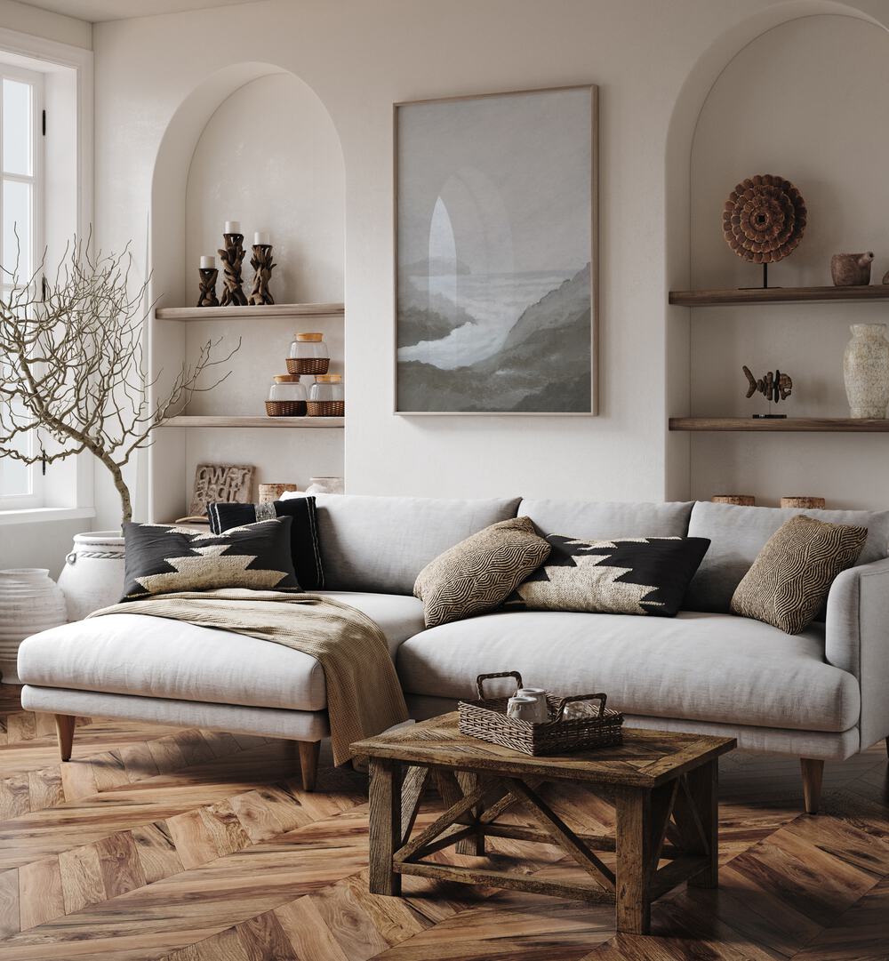 Serene interior featuring MORNING SPRAY, BEACH PAINTINGS, adding coastal tranquility to your living space.