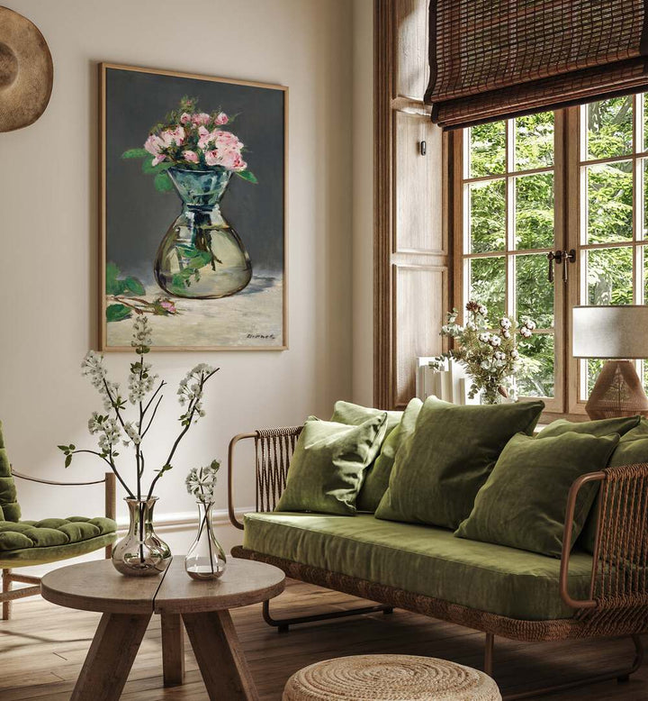 MOSS ROSES IN A VASE, VINTAGE PAINTINGS