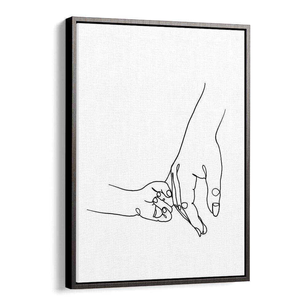 Mother And Daughter Line Art Artwork in Black Floater Frame