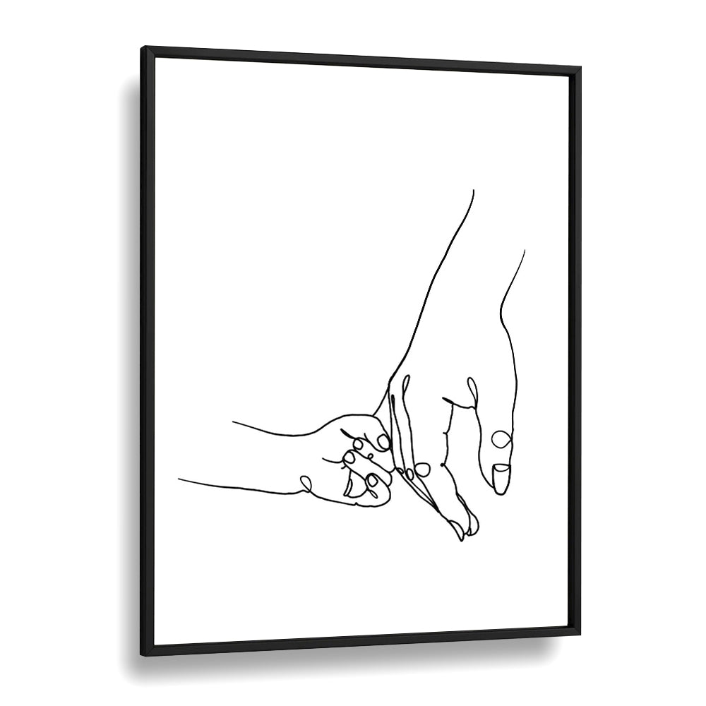 Mother And Daughter Line Art Artwork in Black Plain Frame