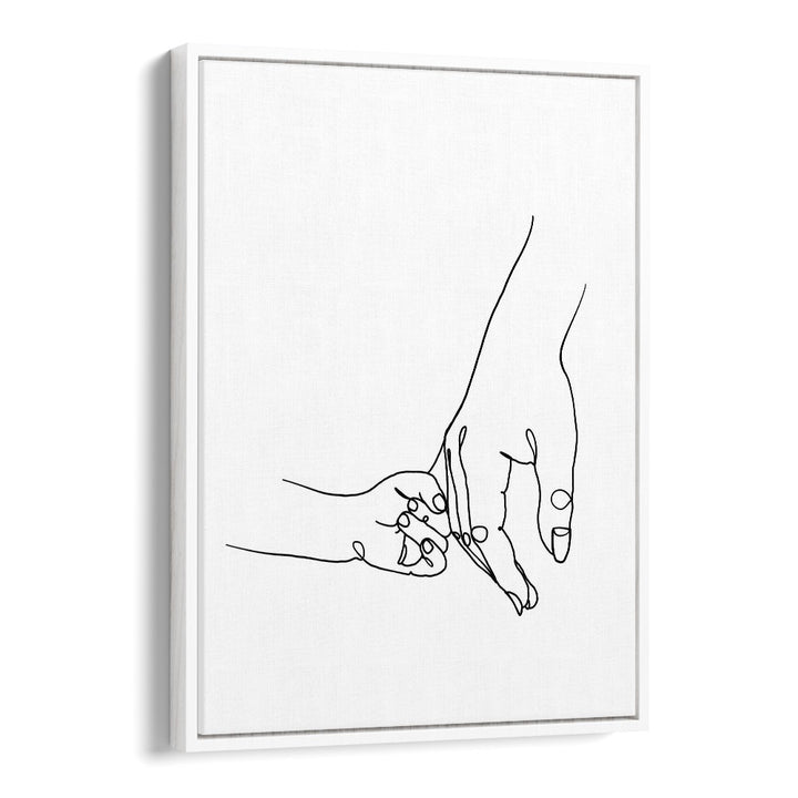 Mother And Daughter Line Art Artwork in White Floater Frame