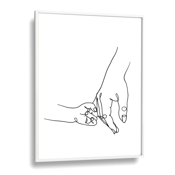 Mother And Daughter Line Art Artwork in White Plain Frame