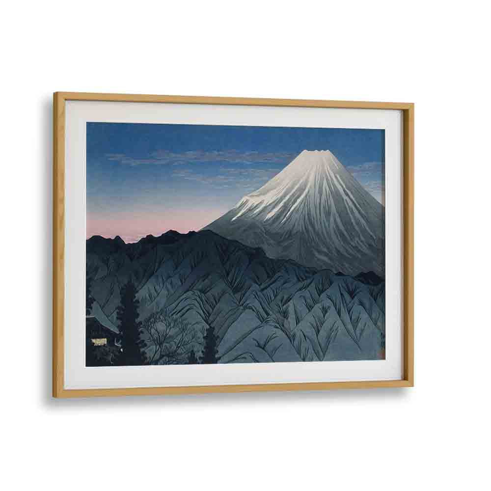 Mount Fuji Japanese Art Artwork in Oak Wood Frame With Mount
