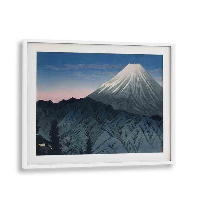 Mount Fuji Japanese Art Artwork in White Frame With Mount
