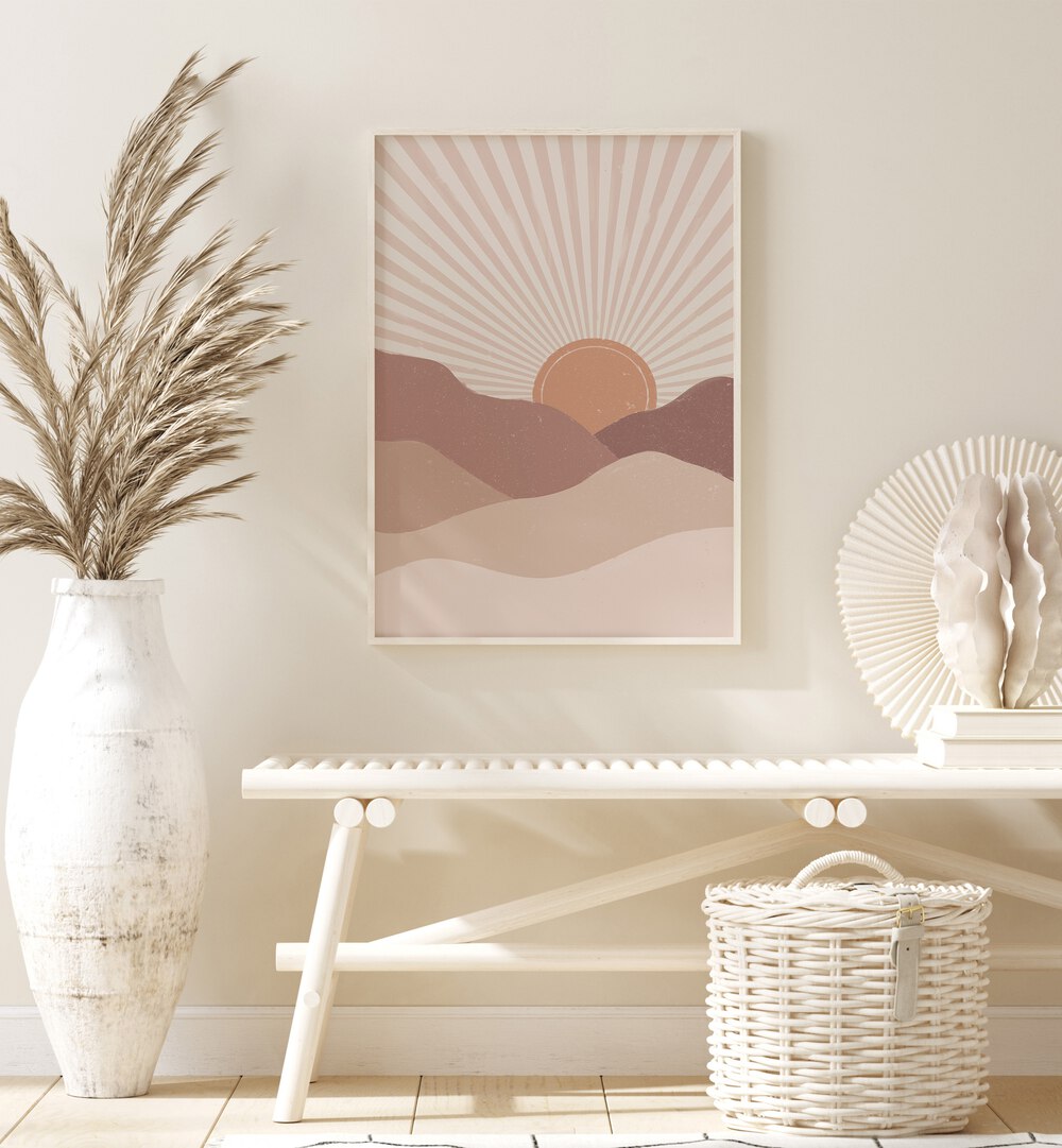 Mountain Sunrise Art boho wall art painting Artwork Hanged on a Wall