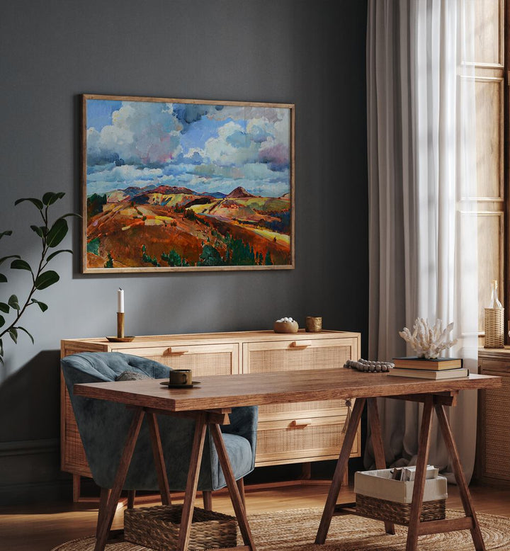 Stunning MOUNTAINS, LANDSCAPE PAINTINGS set in a cozy room, perfect for nature lovers seeking adventure.