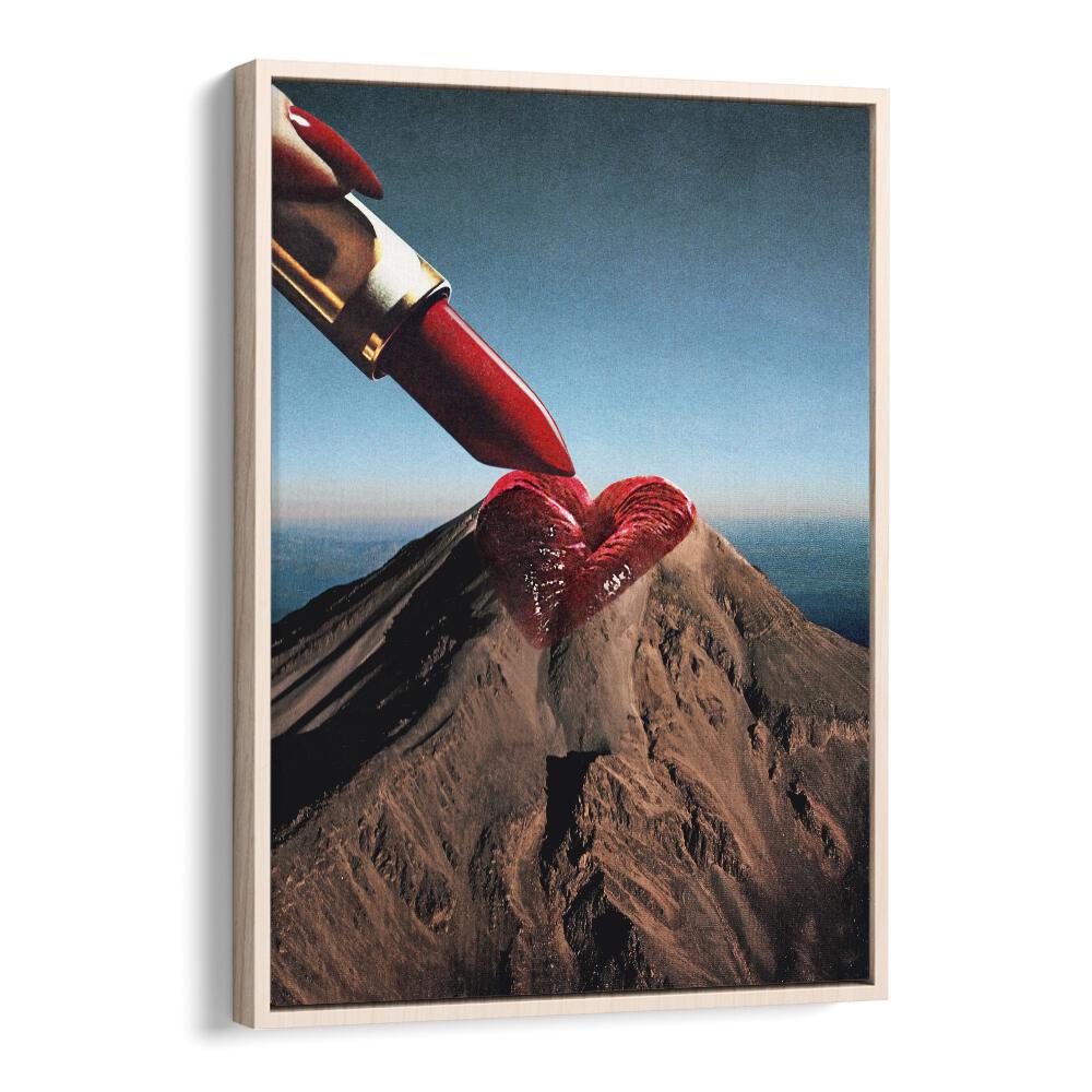 Mountin Rouge Surreal Art Artwork in Oak Wood Floater Frame