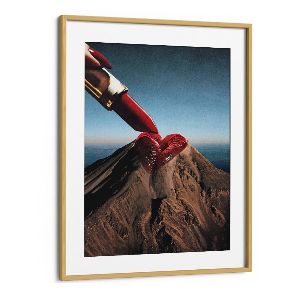 Mountin Rouge Surreal Art Artwork in Oak Wood Frame With Mount