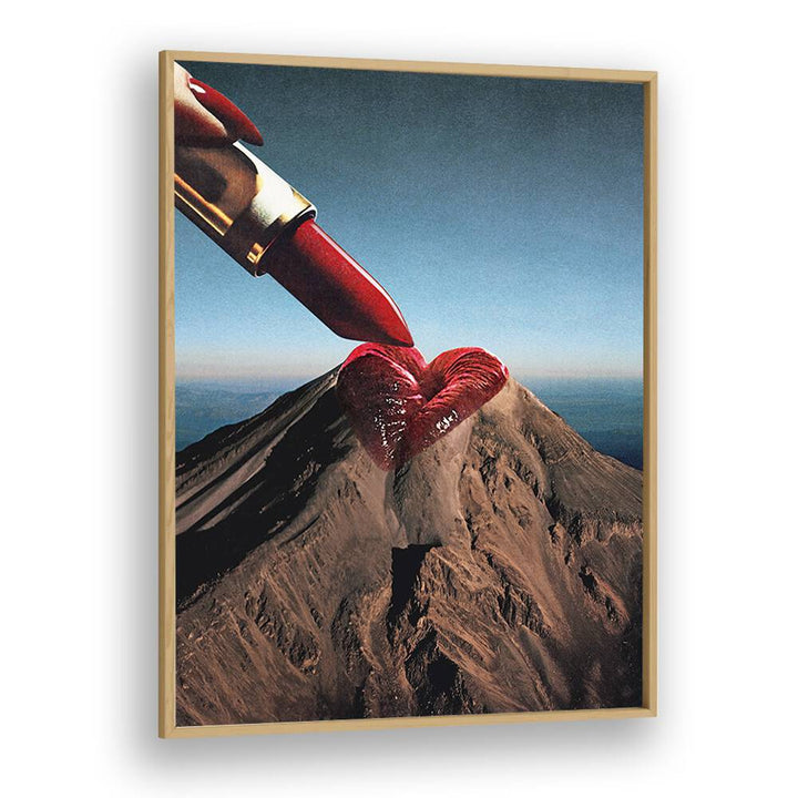 Mountin Rouge Surreal Art Artwork in Oak Wood Plain Frame
