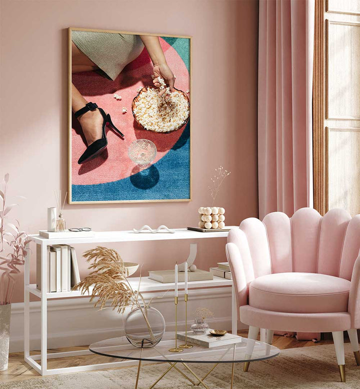 Stylish living room featuring MOVIE NIGHT I, FASHION POSTERS, perfect for fashion enthusiasts and chic décor.