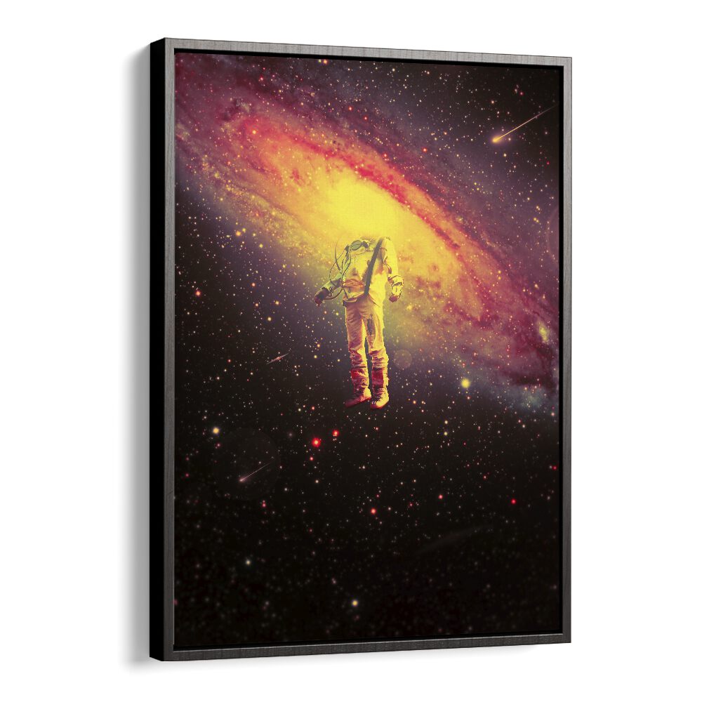 Mr. Galaxy By Francis Minoza Astronaut & Nasa Paintings, Space Art Prints Artwork in Black Floater Frame
