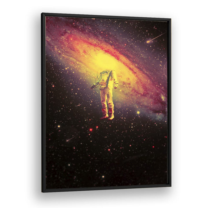 Mr. Galaxy By Francis Minoza Astronaut & Nasa Paintings, Space Art Prints Artwork in Black Plain Frame
