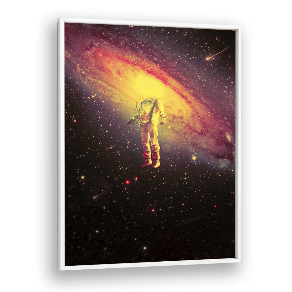 Mr. Galaxy By Francis Minoza Astronaut & Nasa Paintings, Space Art Prints Artwork in White Plain Frame
