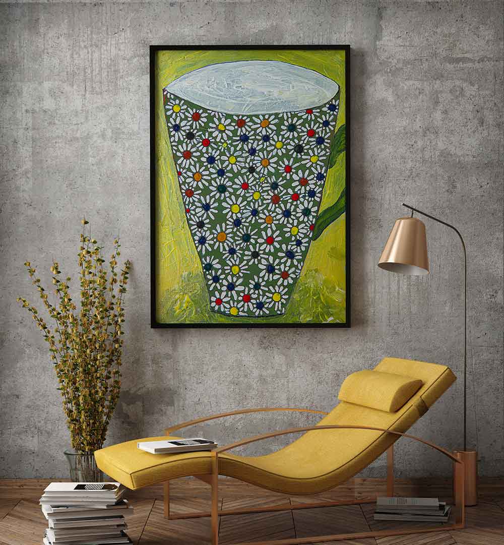 Brighten your kitchen with the MUG WITH FLOWERS, KITCHEN POSTERS, showcasing vibrant floral designs for charm.