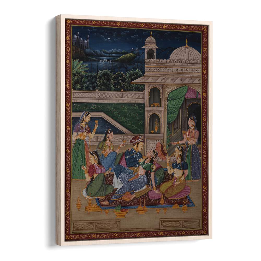 Mughal Painting Indian art painting Artwork in Oak Wood Floater Frame