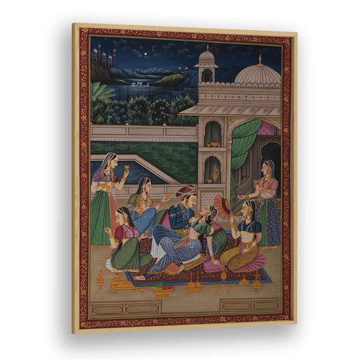 Mughal Painting Indian art painting Artwork in Oak Wood Plain Frame