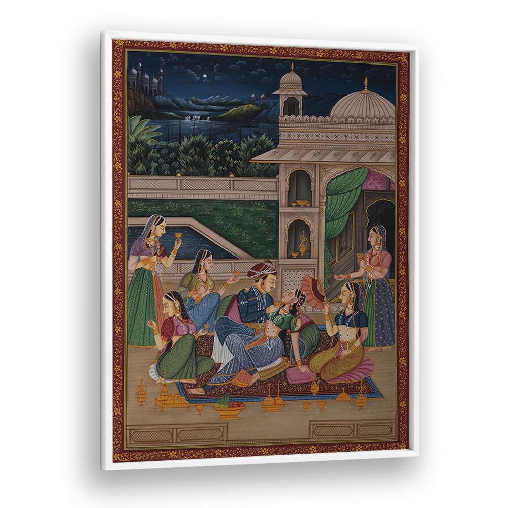 Mughal Painting Indian art  Artwork in White Plain Frame