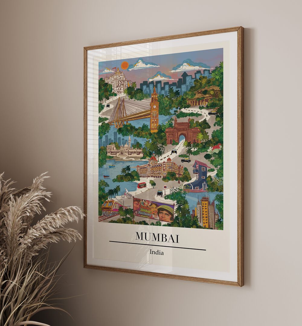 Vibrant MUMBAI, TRAVEL POSTERS by Saumya Agarwal, showcasing the city's lively spirit and iconic landmarks.
